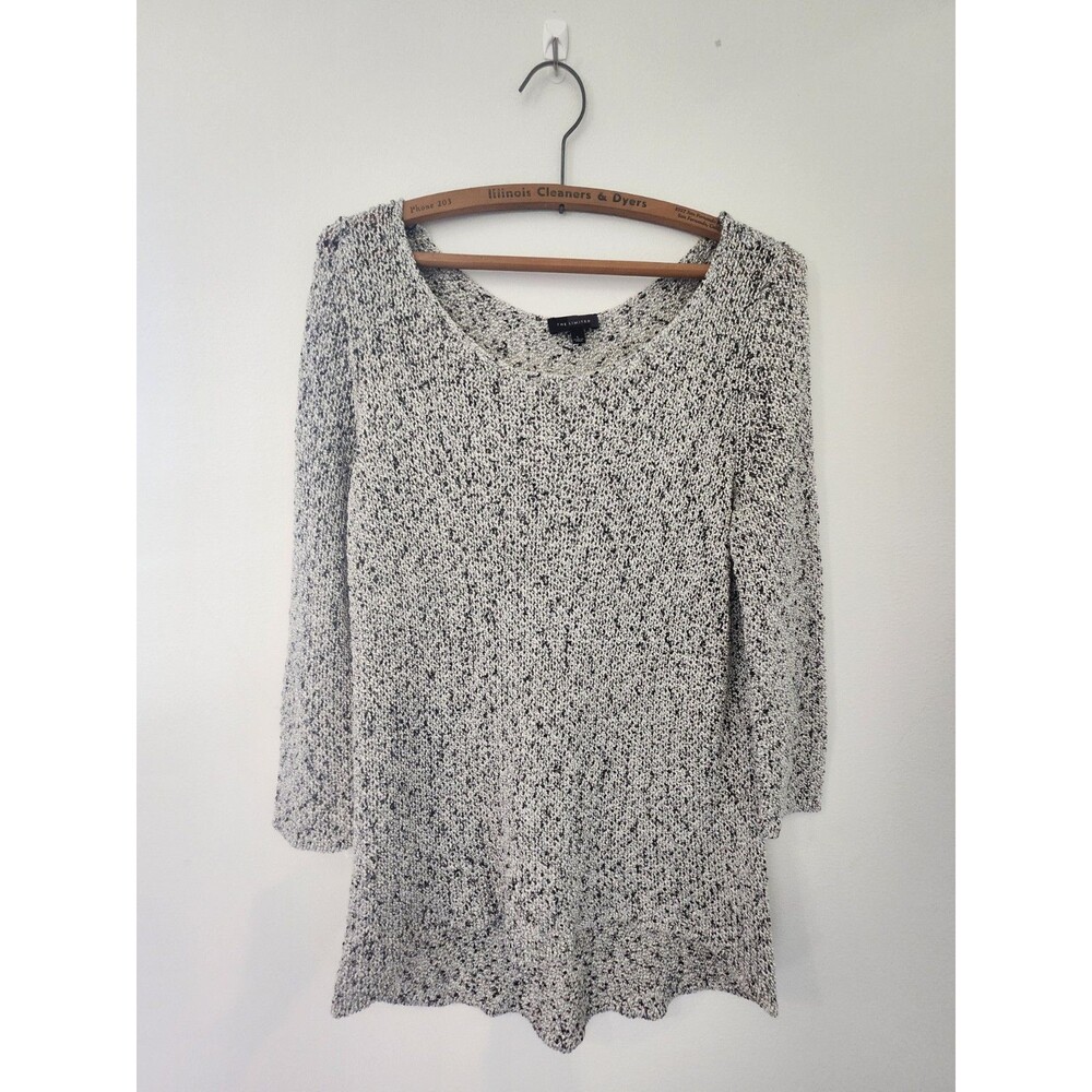 The Limited Open Knit Scoop Neck Black & White Sweater Size L Cozy Fall Layering